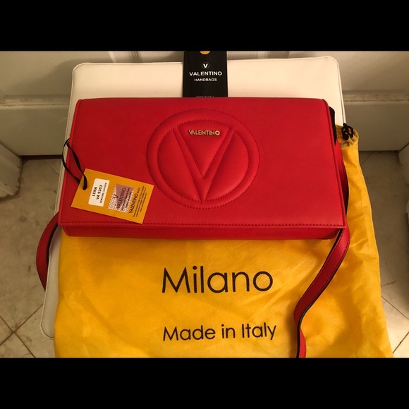NWT! VALENTINO Lena Red Leather Clutch Crossbody - Picture 2 of 8